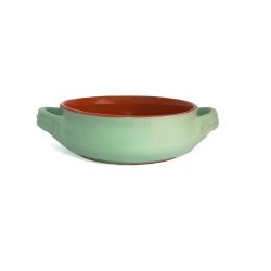 Vas ceramica termo 14 cm, verde, 2 manere, De Silva