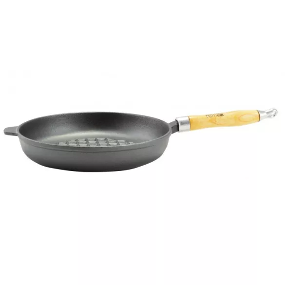 Tigaie fonta rotunda grill 24cm maner lemn