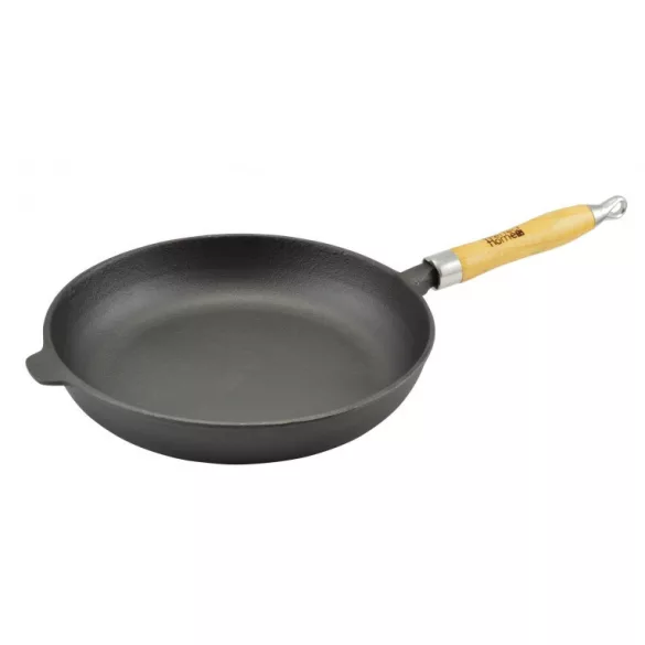 Tigaie fonta rotunda 26cm maner lemn