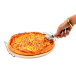 Tava piatra 33cm pt copt pizza cu suport 