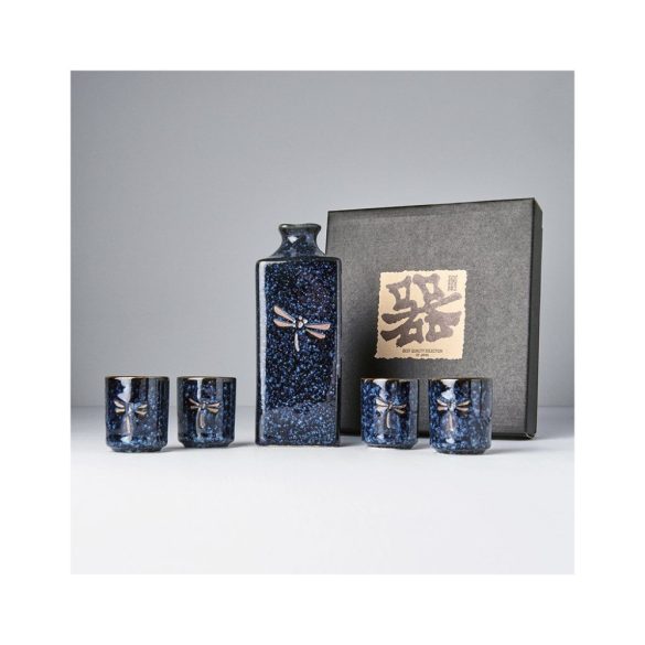 Set Sake 5 piese MIJ Dark Blue Dragonfly