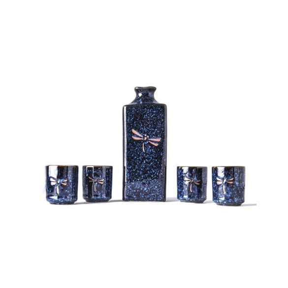 Set Sake 5 piese MIJ Dark Blue Dragonfly