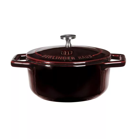 Mini oala fonta cu capac emailata 12cm