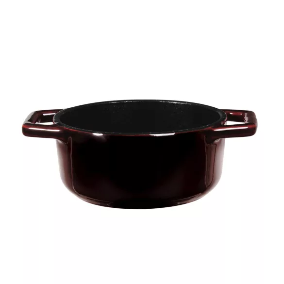 Mini oala fonta cu capac emailata 12cm