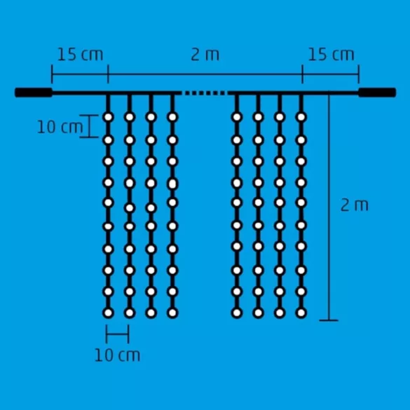 Perdea de lumini cu 400 LED alb 2x2m legare in serie