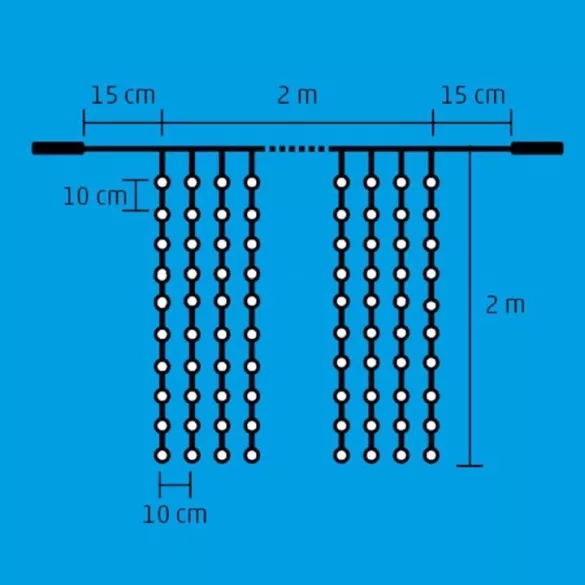 Perdea de lumini cu 400 LED alb 2x2m legare in serie