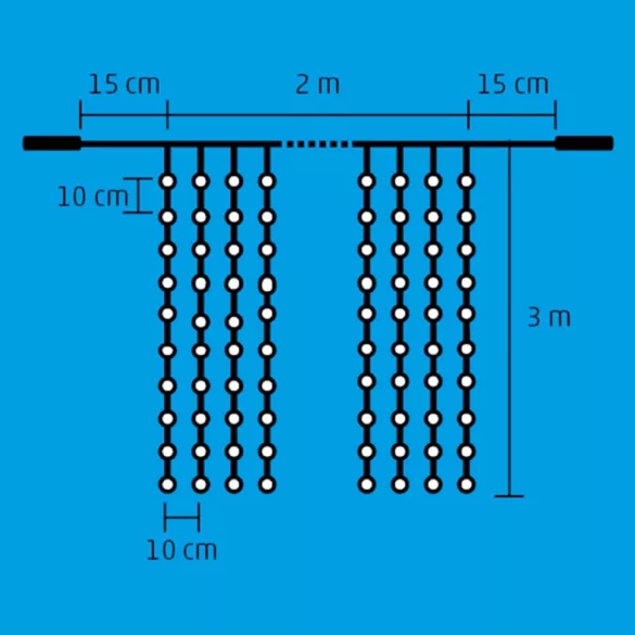 Perdea de lumini cu 600 LED-uri albe cu legare în serie