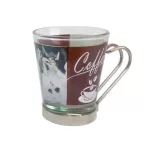 Set 3 pahare cafea cu suport si maner metalic 85ml 