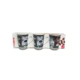 Set 3 pahare cafea cu suport si maner metalic 85ml 
