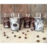 Set 3 pahare cafea cu suport si maner metalic 85ml 