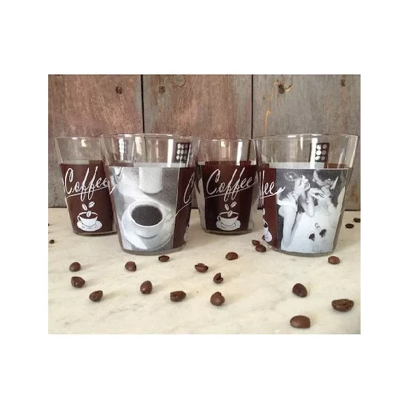 Set 3 pahare cafea cu suport si maner metalic 85ml 