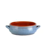 Vas ceramica termo 2 manere albastru antic 14cm