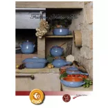 Vas ceramica termo 2 manere albastru antic 14cm