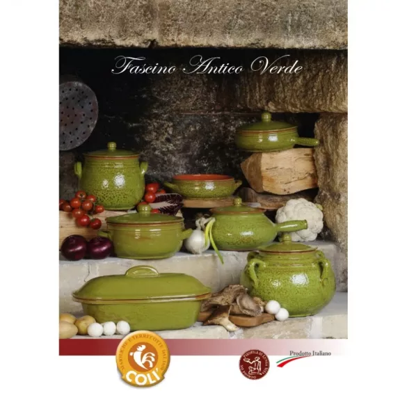 Vas ceramica termo 2 manere verde antic 14cm