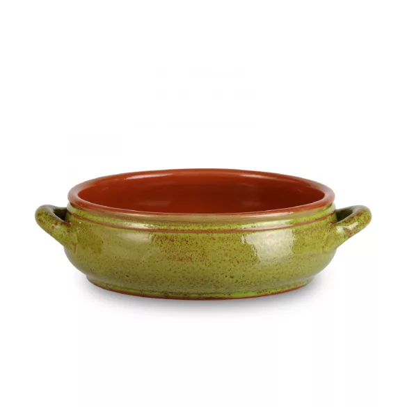 Vas ceramica termo 2 manere verde antic 16cm