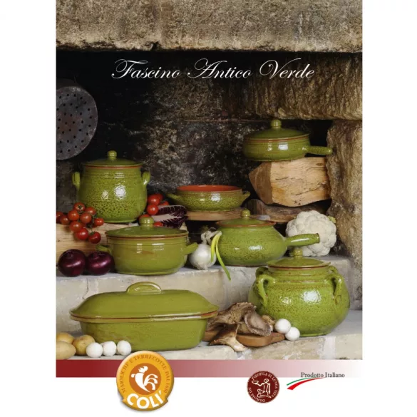 Vas ceramica termo 2 manere verde antic 16cm