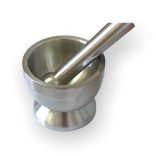 Mojar inox 10cm cu pistil si capac silicon 