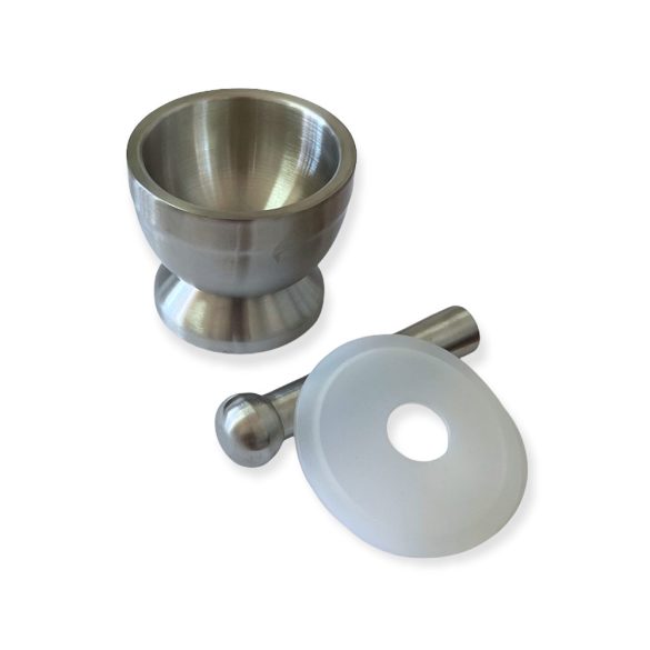 Mojar inox 10cm cu pistil si capac silicon 