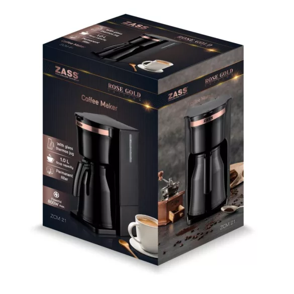 Cafetiera cu filtru si termos Rose Gold 800W