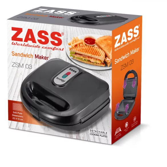 Sandwich maker cu placa detasabila 750W